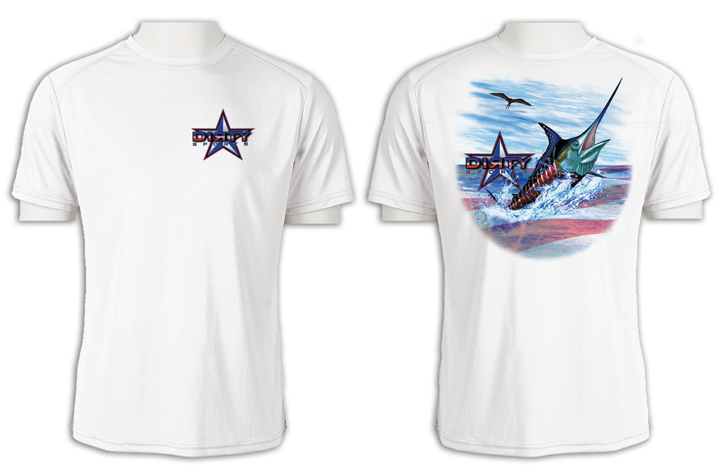 Patriotic Marlin - Short Sleeve Polyester Shirt