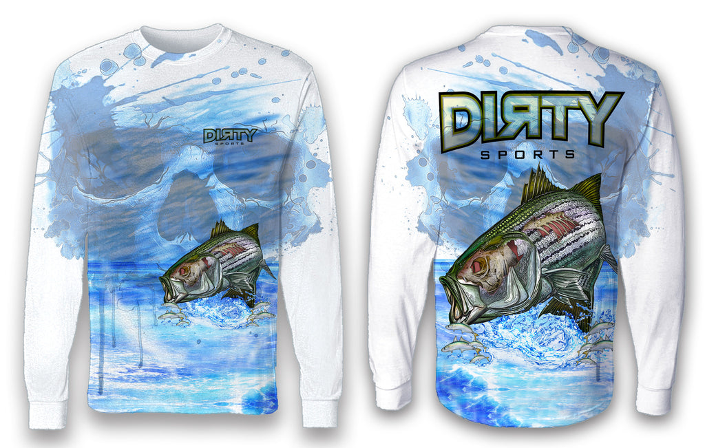 Undead Sea Bass with Skull FULL - Long Sleeve Polyester Shirt