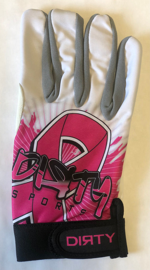 DIRTY SPORTS, BATTING GLOVES - PINK BREAST CANCER RIBBON