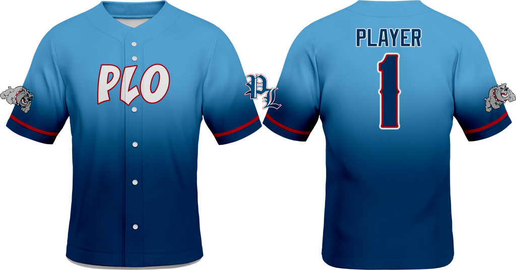 Bulldogs Navy Blue Sky Blue Gradient Baseball Full Button Jersey
