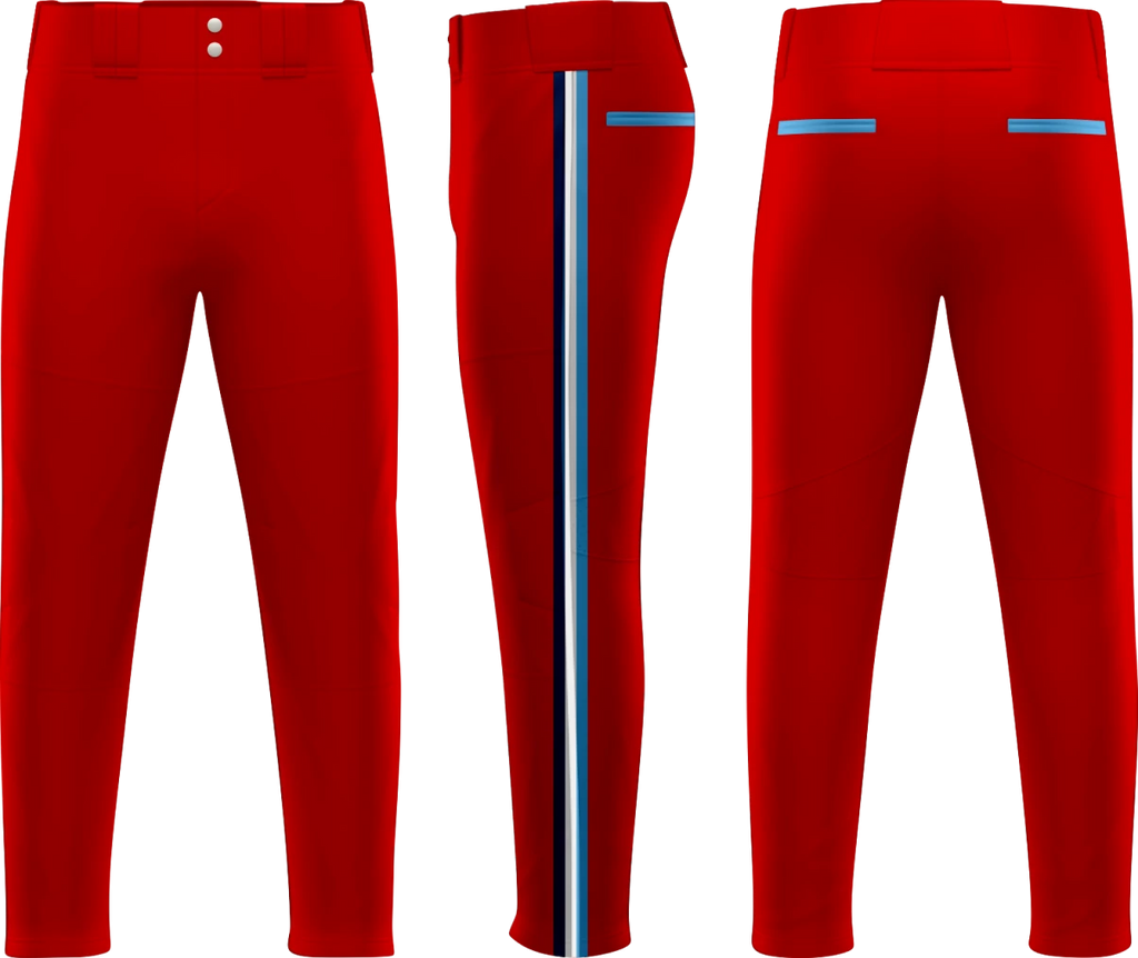 Bulldogs Red Navy Blue Sky Blue Lines Long Baseball Pant