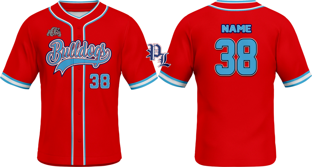 Bulldogs Red Sky Blue Baseball Jersey