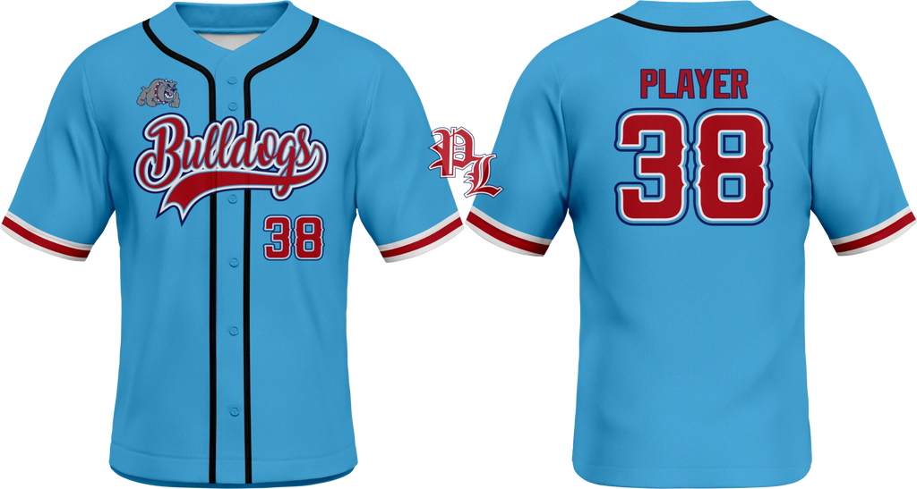 Bulldogs Sky Blue Full Button Baseball Jersey