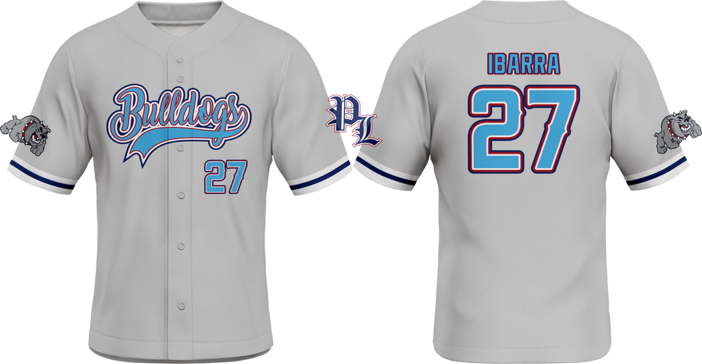 Bulldogs White Full Button Baseball Jersey