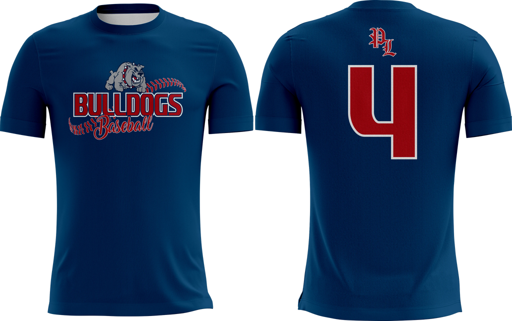 Navy Bulldog Crew Neck Baseball Jersey