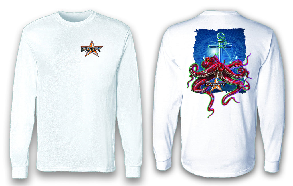 Octopus, Anchor Series - Long Sleeve Polyester Fishing Shirt