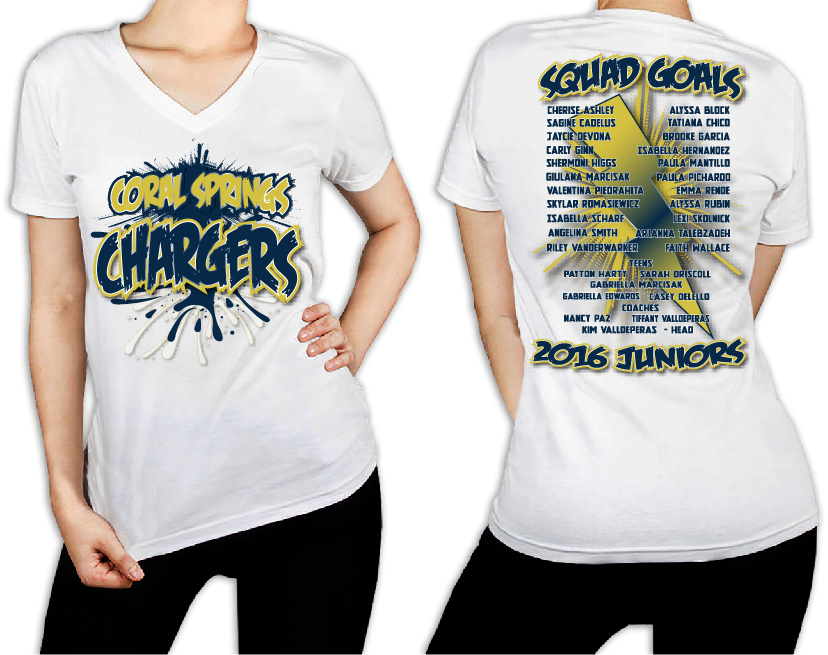 Women's White T-Shirt - Coral Springs Junior CHARGERS