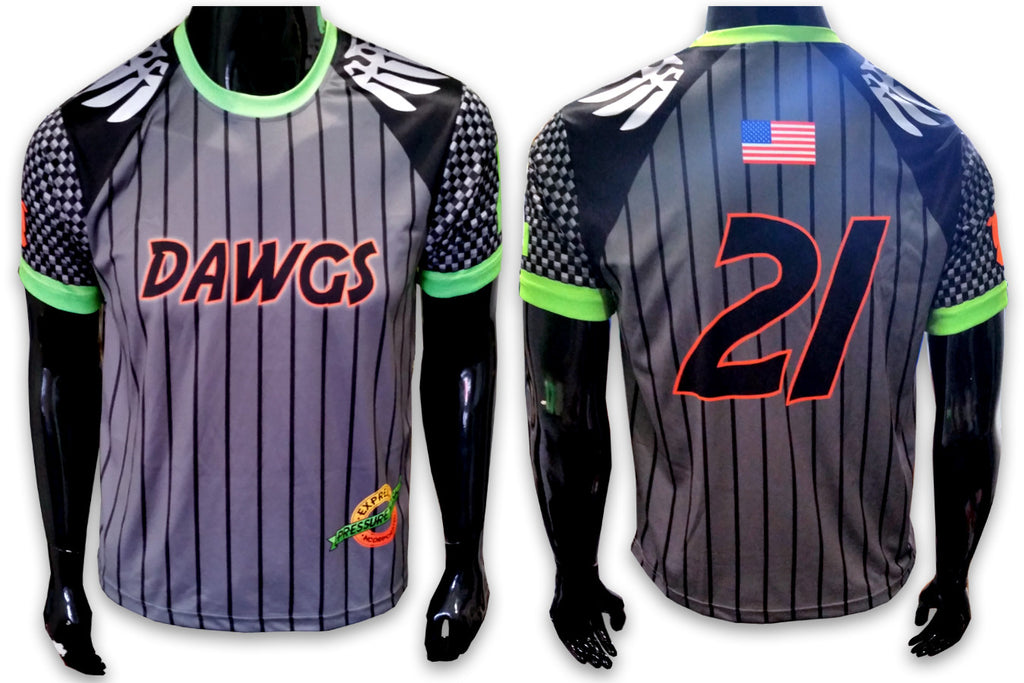 DAWGS, Gray w/Pin Stripes - Custom Full-Dye Jersey