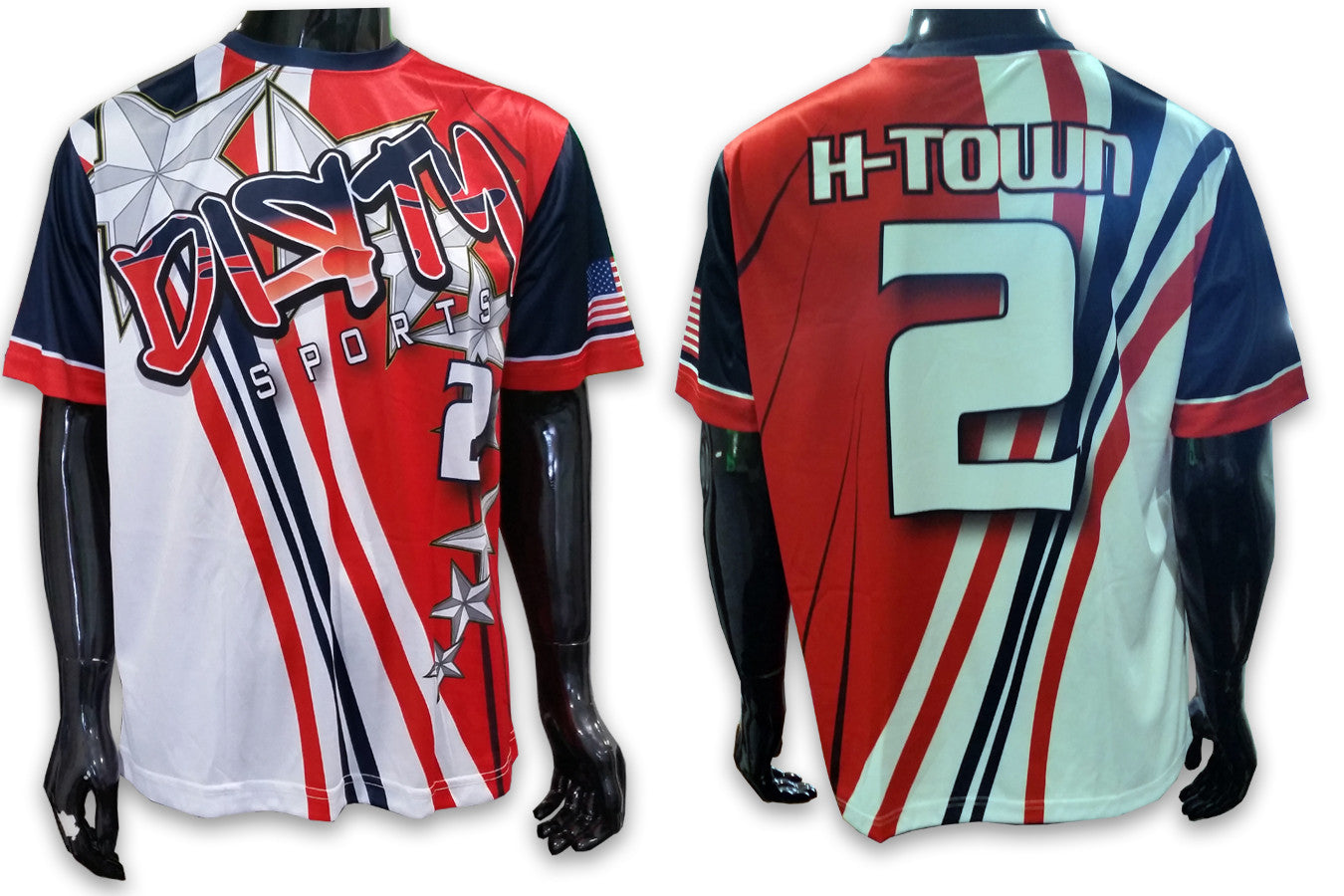 Dirty Sports Red White Blue Custom Full Dye Jersey