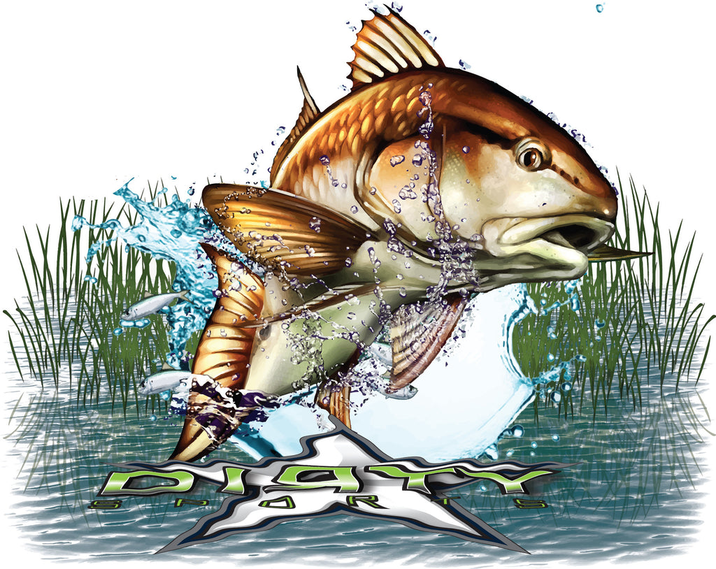 Redfish Leap - Long Sleeve Polyester Fishing Shirt