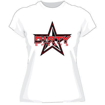 Womens White T-Shirt w/Red Dirty Sports Star