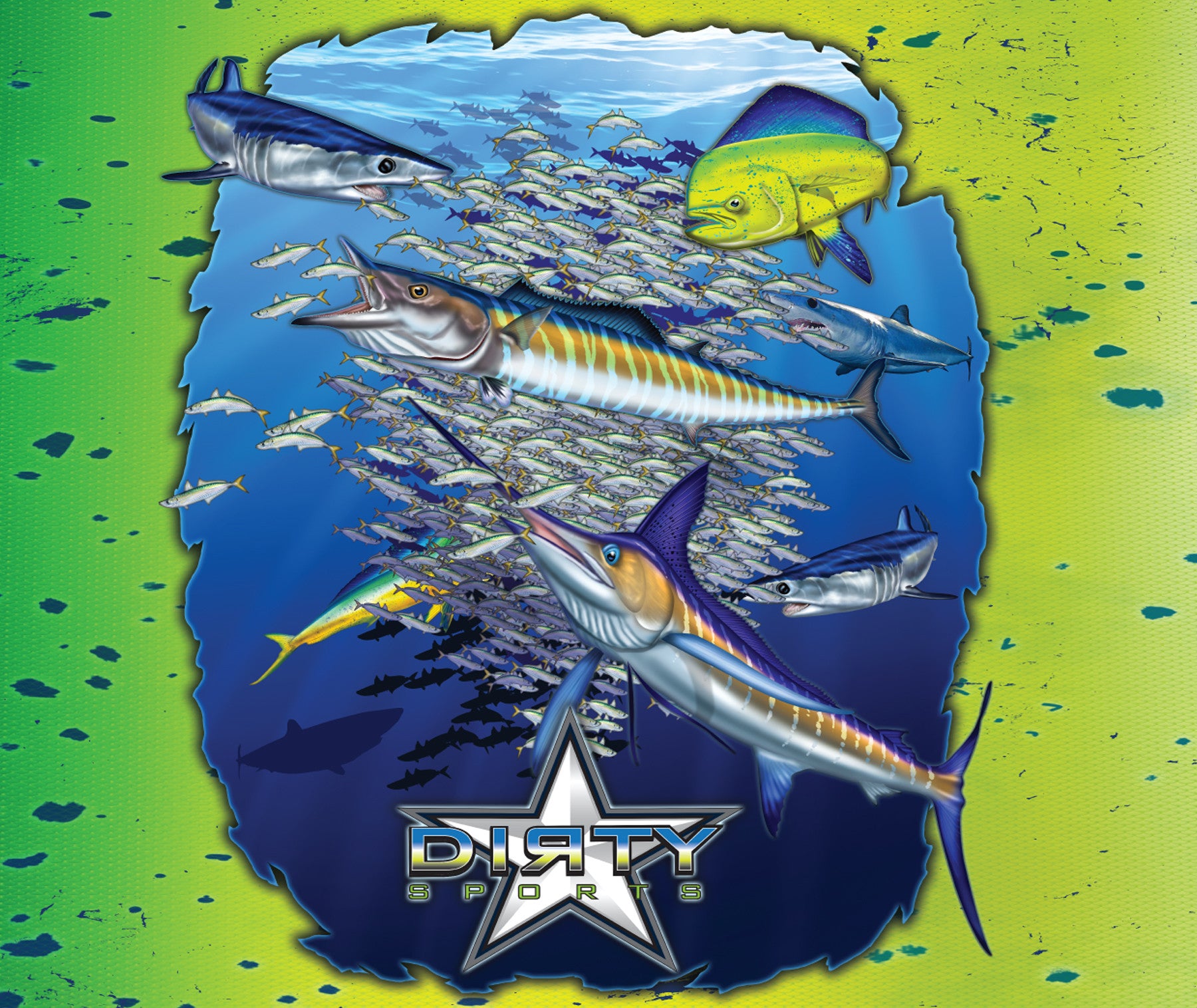 Bait Ball Mahi Texture FULL - Short Sleeve Polyester Shirt - Dirty Sports  Wear