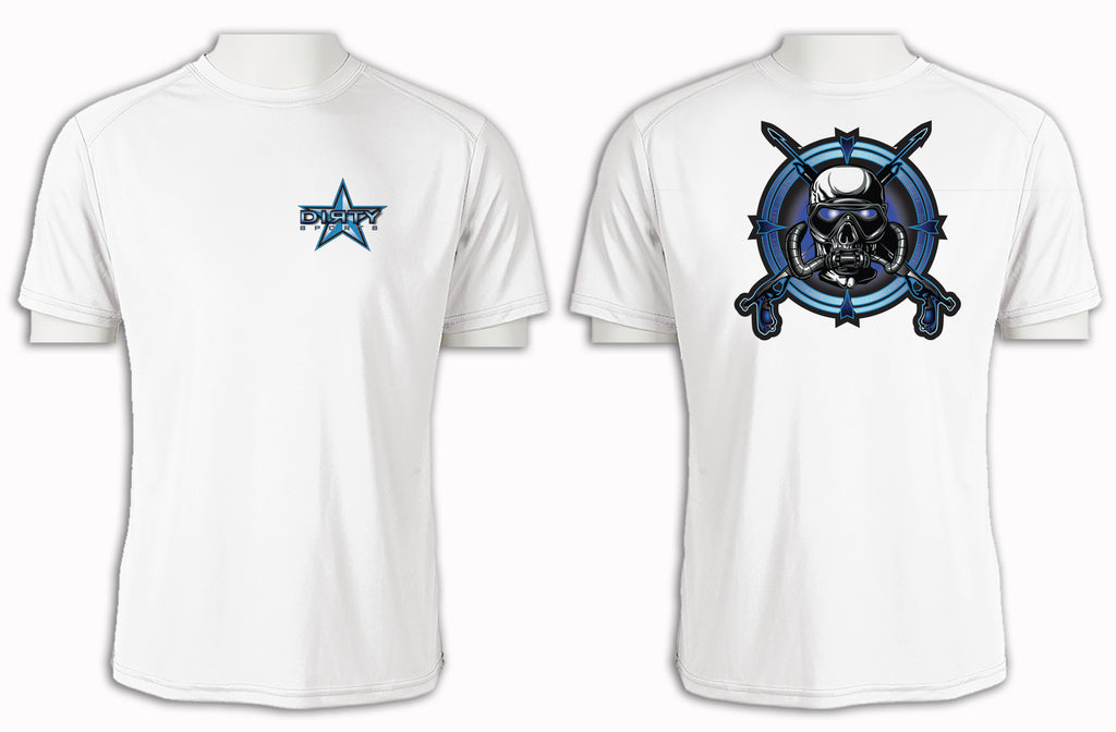 Diving Mask Blue Skull - Short Sleeve Polyester Shirt