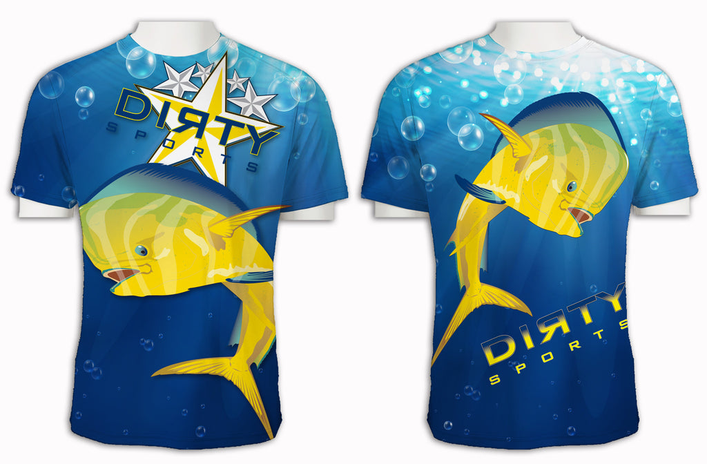Dolphin Blue Bubbles FULL - Short Sleeve Polyester Shirt