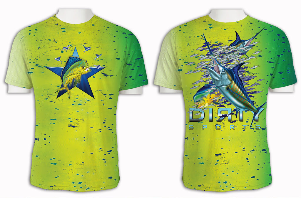 Mean Mahi with Flyers FULL - Short Sleeve Polyester Shirt