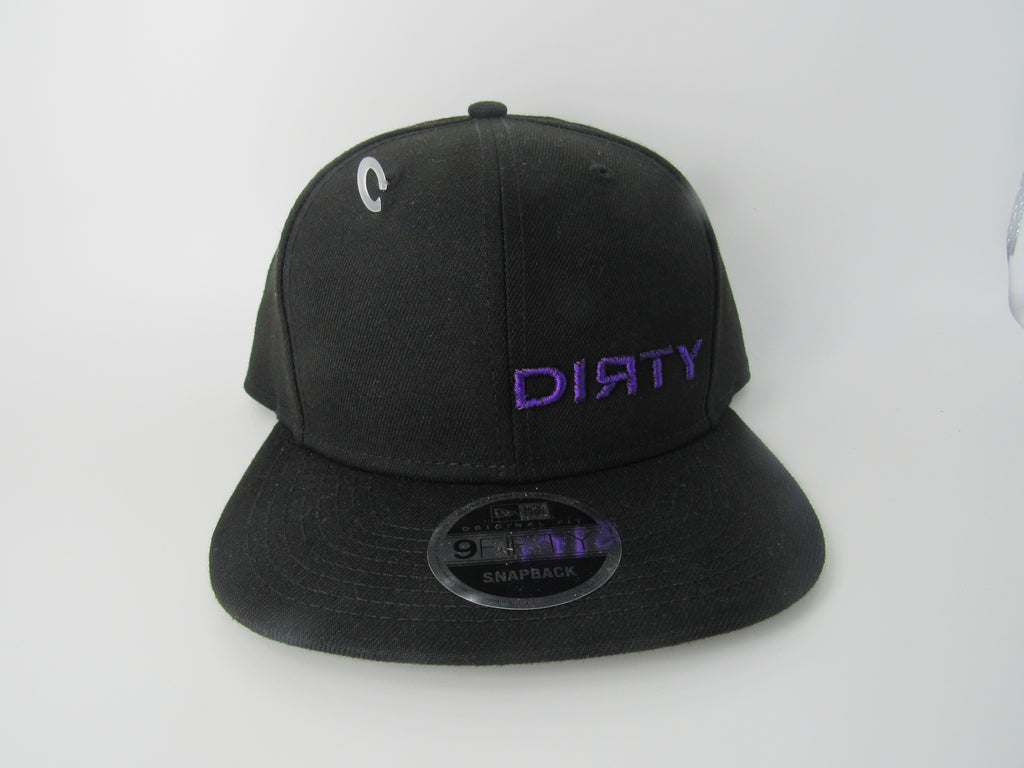 New ERA Dirty Snap Back Hat - Black with Purple Dirty Font