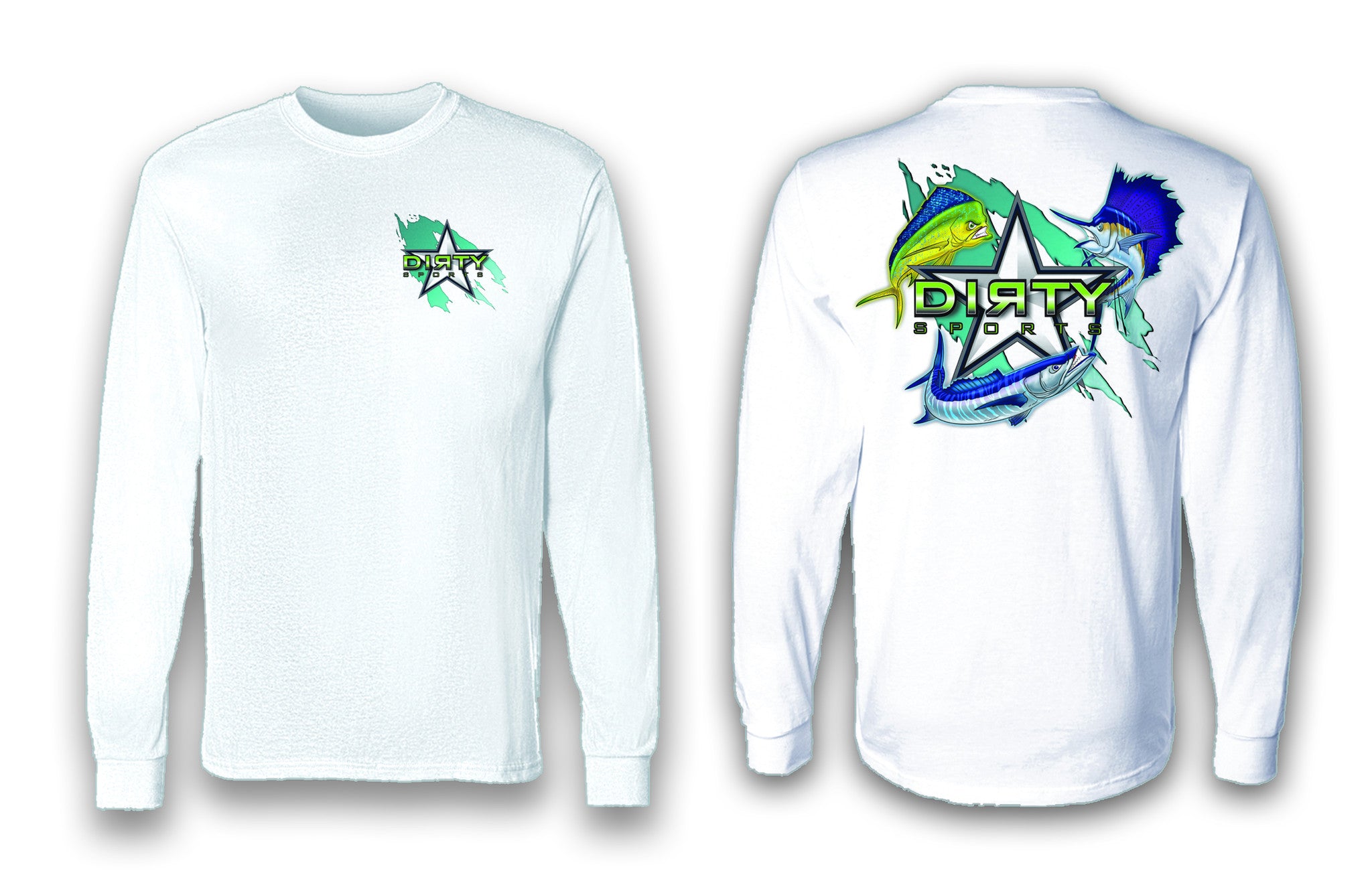 Mean Fish - Long Sleeve Polyester Fishing Shirt - Dirty Sports Wear
