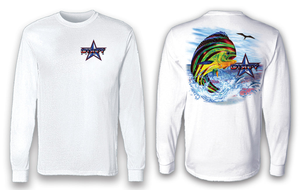 Patriotic Mahi Mahi - Long Sleeve Polyester Fishing Shirt