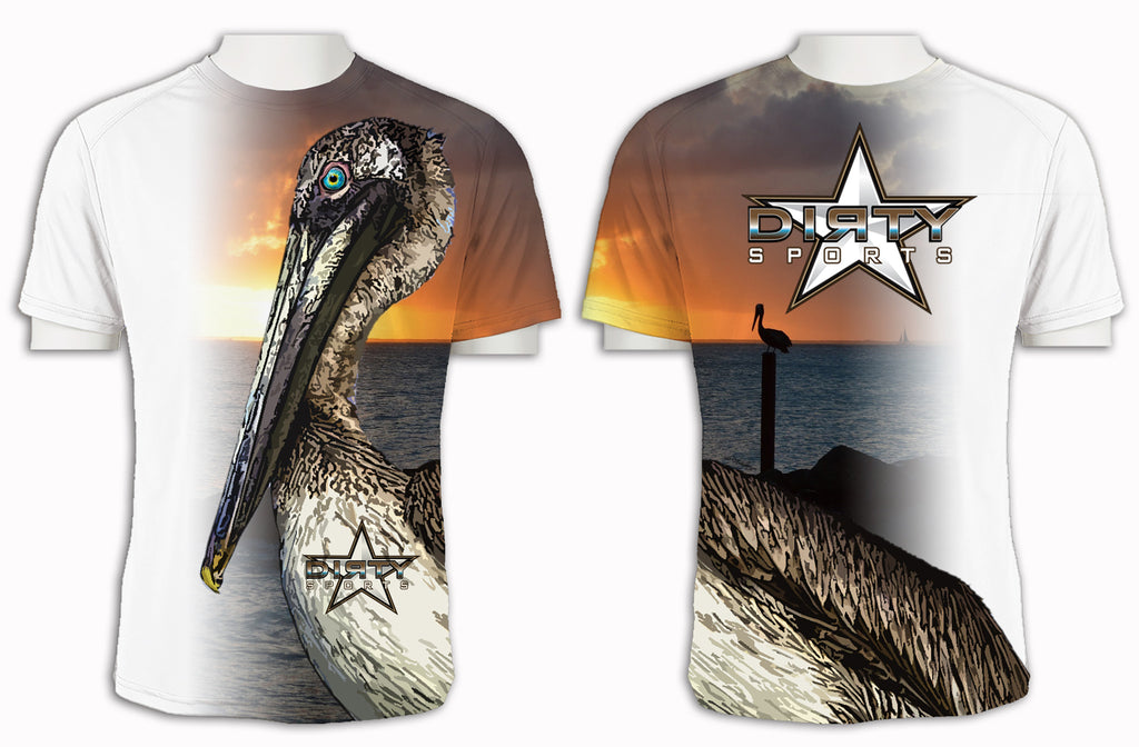 Pelican Sunset FULL - Short Sleeve Polyester Shirt