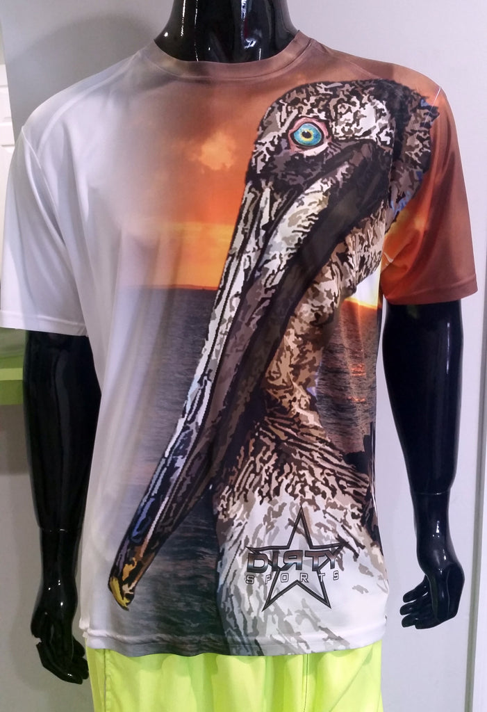Pelican Sunset FULL - Short Sleeve Polyester Shirt