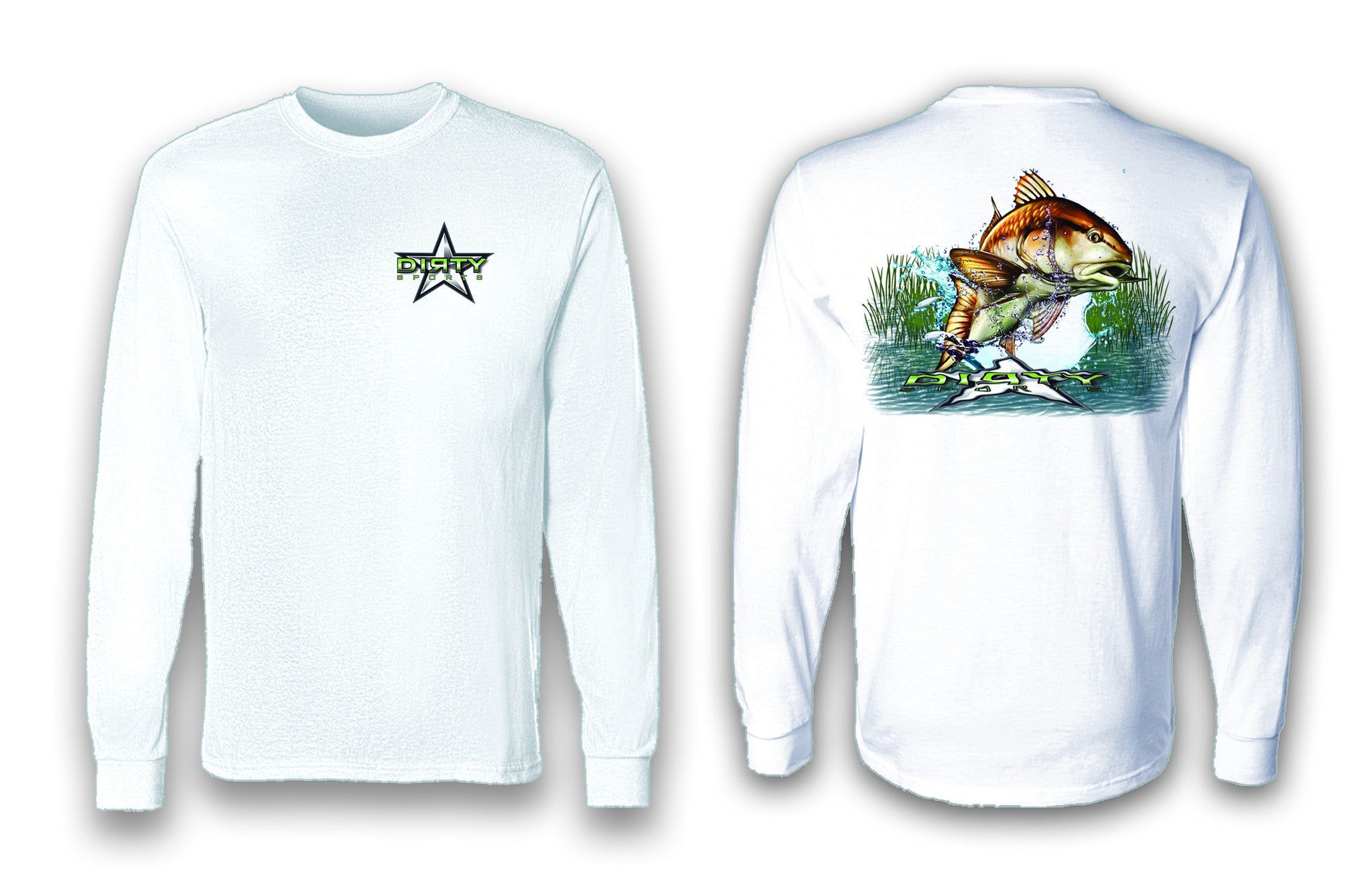 Redfish Leap - Long Sleeve Polyester Fishing Shirt - Dirty Sports Wear