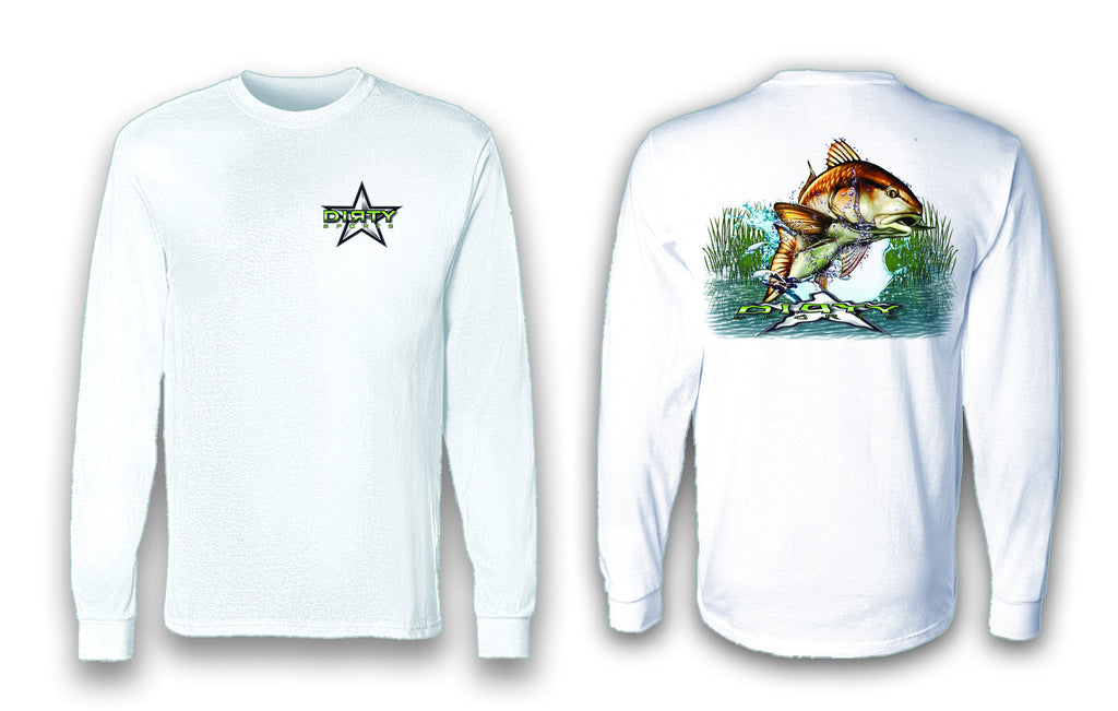Redfish Leap - Long Sleeve Polyester Fishing Shirt