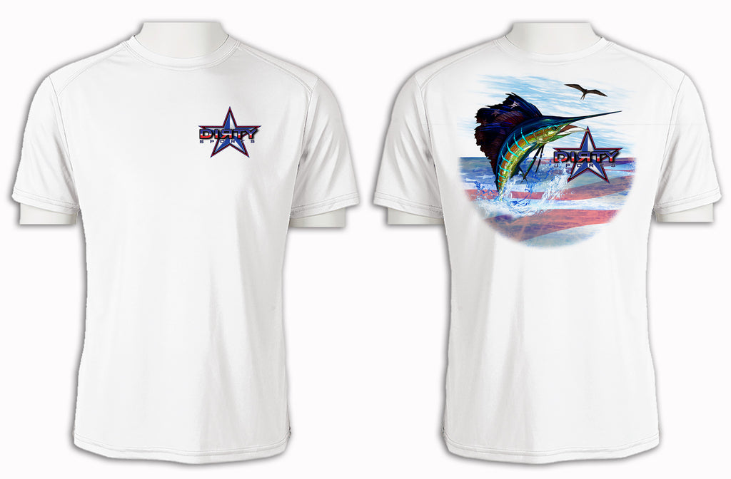Patriotic Sailfish - Short Sleeve Polyester Shirt