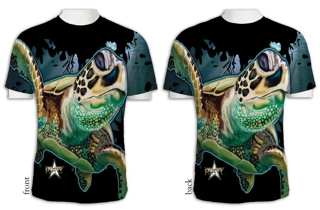 Sea Turtle, Full-Press - Short Sleeve Polyester Shirt