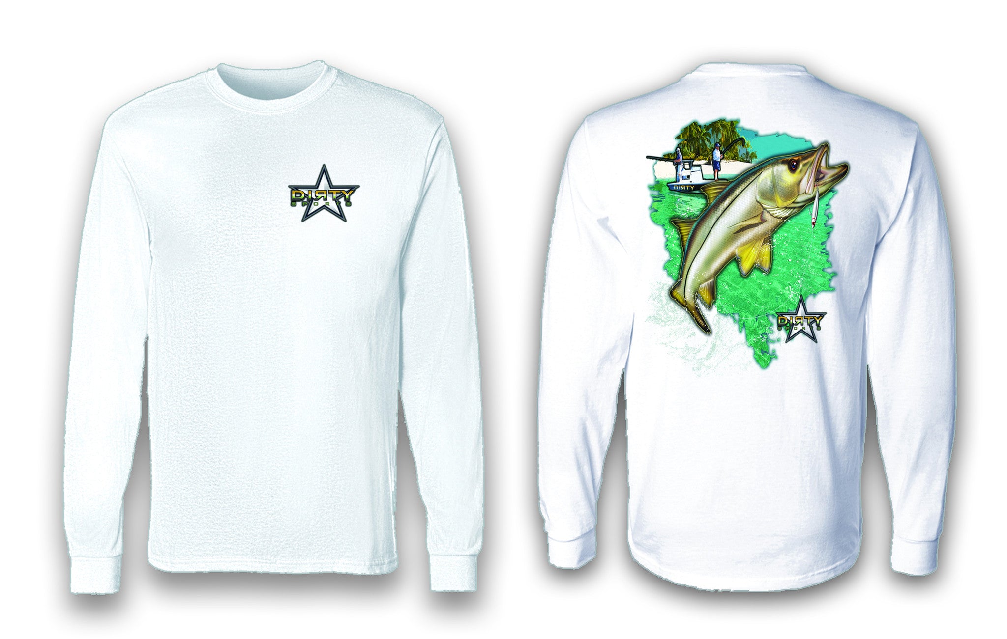 Snook Leap - Long Sleeve Polyester Fishing Shirt - Dirty Sports Wear
