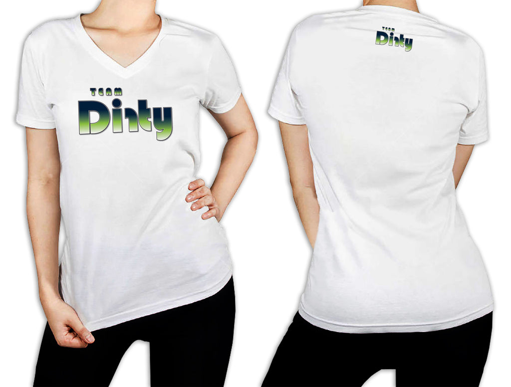Women's White T-Shirt - Team Dirty Retro Green Fade