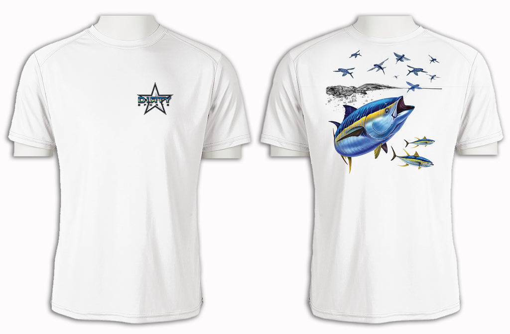 Tuna with Flying Fish - Short Sleeve Polyester Shirt