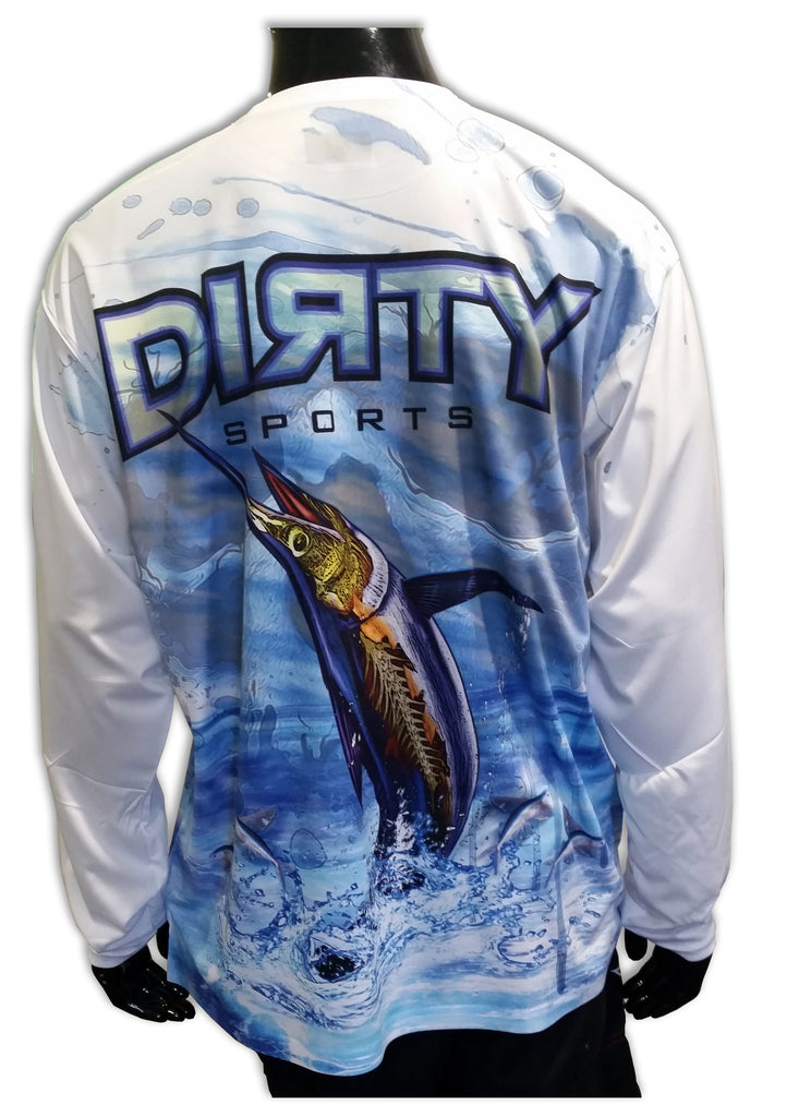 Undead Marlin with Skull FULL - Long Sleeve Polyester Shirt