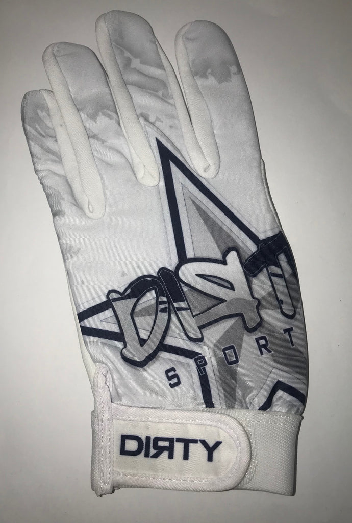 Dirty Sports, Batting Gloves - Graffiti Star, White and Navy Blue